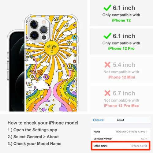 Miniatura 2 de MOSNOVO Funda para iPhone 12 y iPhone 12 Pro, [protección contra caídas de grado militar Buffertech de 6.6 pies] [Tecnología antidespegable] Diseño