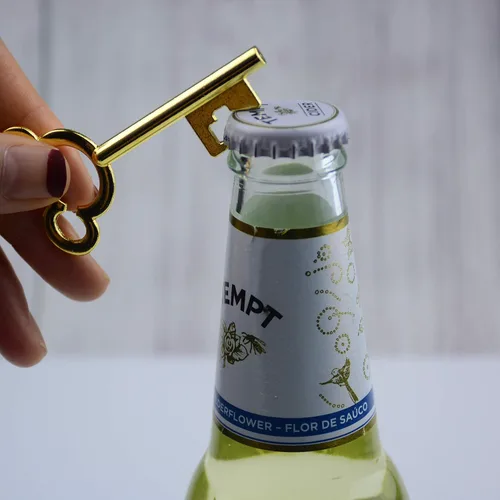Miniatura 4 de Aokbean 52 piezas de abrebotellas con llave de esqueleto vintage con tarjeta de agradecimiento de acompañante y llavero para fiesta, boda, kit