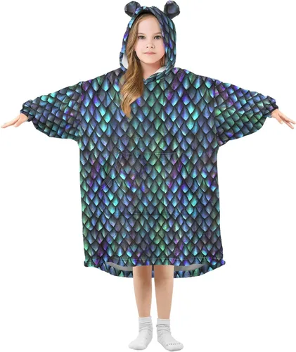 Miniatura 11 de Mantas portátiles para niños, sudadera con capucha tipo manta de gran tamaño, suave y cálida, regalos para niños, niñas y adolescentes de 3 a 14