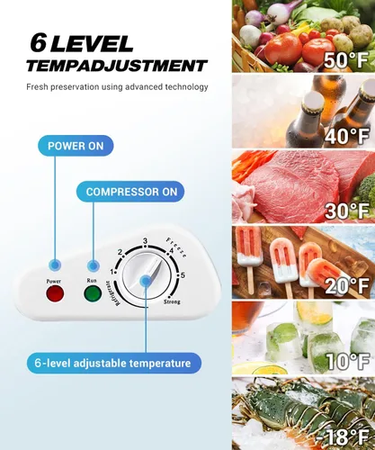 Miniatura 3 de Congelador de pecho pequeño de 3.5 pies cúbicos con cestas extraíbles y 6 temperaturas ajustables (hasta -11 °F) y puerta abierta superior, mini