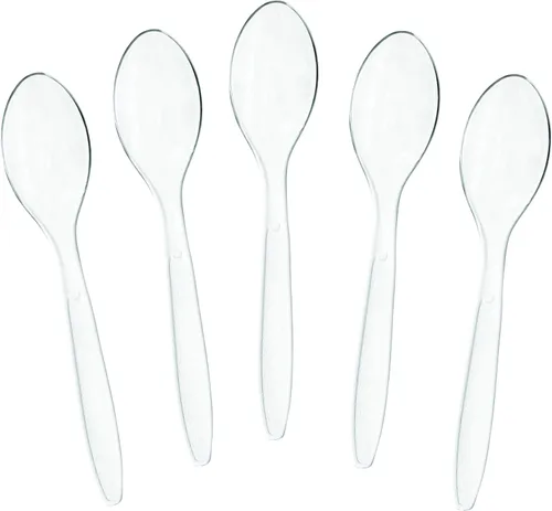 Plasticpro Cucharas de té desechables de plástico transparente, utensilios pesados, paquete de 50 unidades