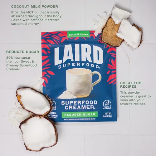 Miniatura 5 de Laird Superfood Creamer - Crema en polvo para el café, sabor a coco, no endulzada, elaborada con superalimentos, sin azúcar añadida, sin gluten, sin
