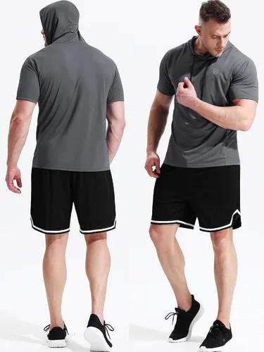 Miniatura 4 de Neleus - Camiseta sin mangas deportiva Dry Fit para correr con capucha