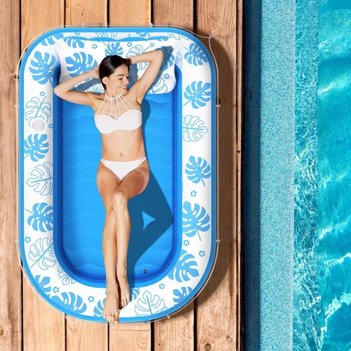 Miniatura 8 de Flotador Inflable para Piscina de Bronceado con Almohada Cervical - Flotadores de Piscina para Adultos para Tomar el Sol, Patio Trasero, Fiesta