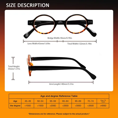 Miniatura 2 de Joschoo - Paquete de 5 gafas de lectura retro redondas, mini y pequeñas, cómodas para mujeres y hombres (5 mix-2, 1.0)
