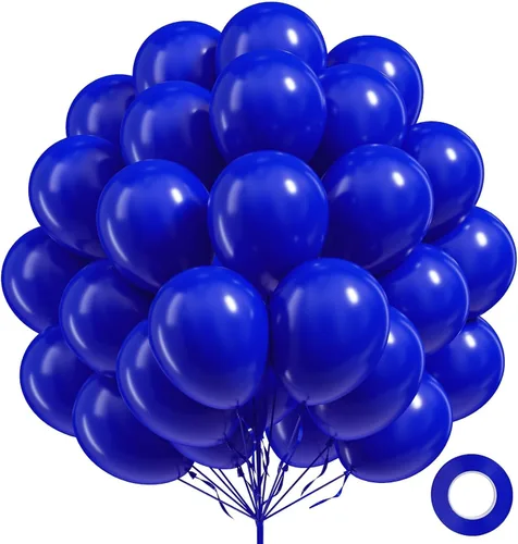 FOTIOMRG Globos de color azul real de 12 pulgadas, paquete de 100 globos de látex azul real para graduación, cumpleaños, baby shower, boda,