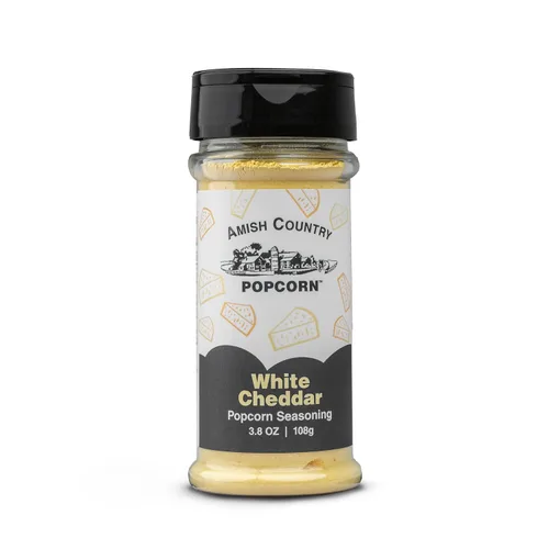 Miniatura 44 de Amish Country Popcorn Paquete variado de condimentos Queso cheddar – 5.1 oz y queso cheddar blanco – Condimento de palomitas de maíz de 3.8 onzas