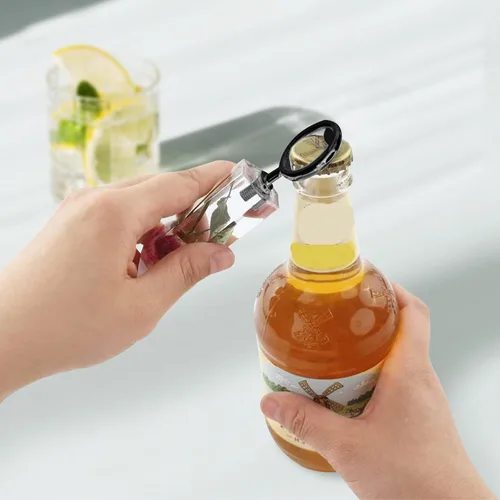 Miniatura 2 de Kit de abridor de botellas de metal, 10 piezas de insertos de acero inoxidable, accesorios para abridor de cerveza DIY, insertos negros planos