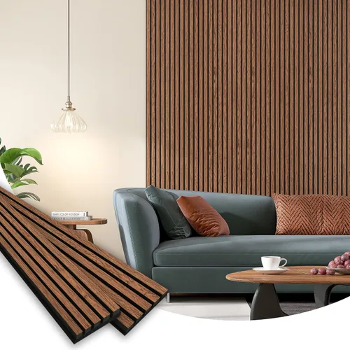 Miniatura 32 de Paneles acústicos de listones de madera, 94" x 23.6" cada panel de pared de listones de madera insonorizado - roble blanco, paquete de 2