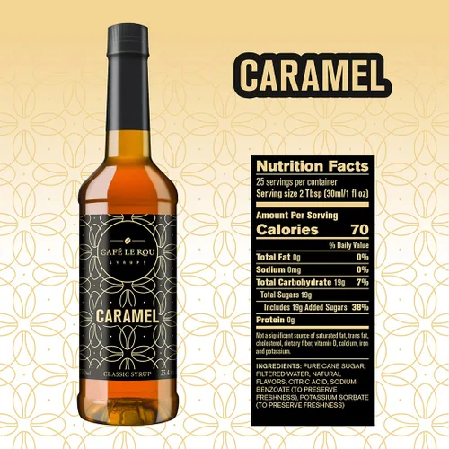 Miniatura 4 de Café Le Rou Jarabe de café variado, paquete de 5, 25.4 onzas, vainilla, vainilla francesa, caramelo, caramelo salado, jarabe saborizante de café
