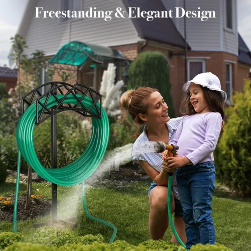 Miniatura 6 de Winpull Soporte para Manguera de Jardín Desmontable de Metal Resistente Colgador de Manguera de Agua, Estante Soporte de Almacenamiento de Manguera