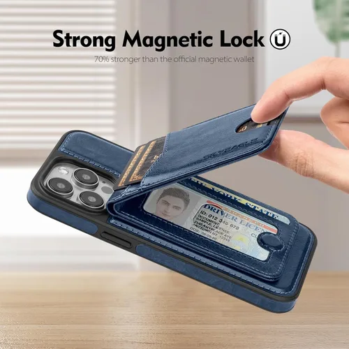 Miniatura 7 de SkyEagle Magsafe - Funda magnética 2 en 1 desmontable para iPhone 11 Pro Max con tarjetero, para mujeres y hombres, piel sintética con bloqueo RFID