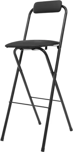 Taburete de bar plegable con respaldo, silla plegable alta portátil, silla de bar alta plegable, asiento de mostrador acolchado de cuero para