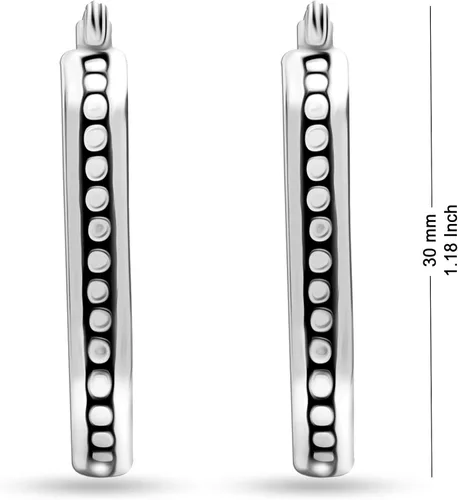 Miniatura 6 de LeCalla Juego de 2 pares de aretes de aro antiguos de plata esterlina para mujer., Plata de ley