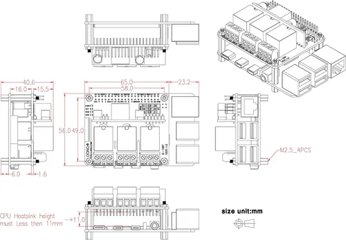 Miniatura 8 de Módulo de placa de relé RPi PoE para Raspberry Pi 3B+4B