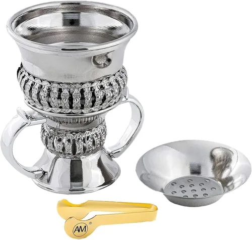 Miniatura 6 de AM Regal - Quemador de incienso de metal, quemador Bakhoor Mubkhara, quemador de resina de incienso, ideal para yoga, spa y aromaterapia (bronce)