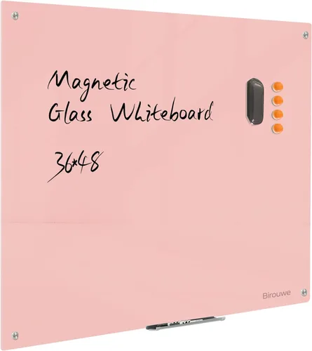 Miniatura 13 de Pizarra de Vidrio Negro Magnética de Borrado en Seco - Pizarra Negra de 48 x 36 Pulgadas Montada en Pared de Vidrio, Pizarra de Vidrio Negro Grande