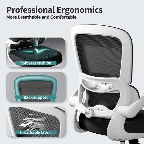 Miniatura 3 de TRALT Silla de oficina – Silla de escritorio ergonómica con soporte lumbar ajustable, silla de computadora de malla, sillas ejecutivas para oficina