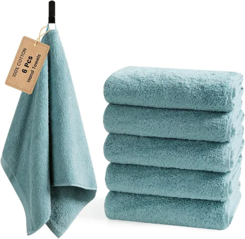 Miniatura 25 de SEMAXE Paquete de 12 toallas de mano para baño, toallas 100% algodón con bucles para colgar, suaves y altamente absorbentes, juego de toallas