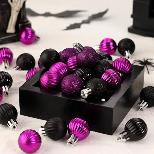 Miniatura 34 de AMS Esferas de Navidad de 2.36 pulgadas/60mm, 34 unidades, adornos grandes, decoraciones para fiestas, inastillables, colgantes festivos para Negro
