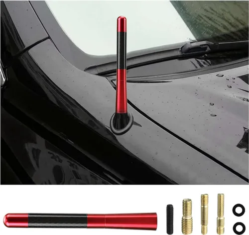 Miniatura 14 de Dickno Antena corta para automóvil, antena de radio de aluminio de 1.37 pulgadas, repuesto de mástil, antena de recepción de radio AM/FM automática