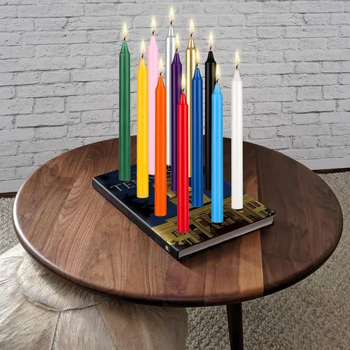 Miniatura 4 de Mega Candles 12 velas rectas sin perfume de colores surtidos supremos, velas de cera hechas a mano de 10 pulgadas x 7/8 pulgadas, campanadas