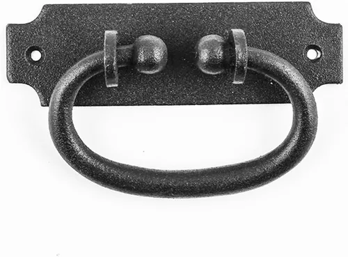 Miniatura 6 de Renovators Supply Manufacturing Tiradores de gabinete de 5.25 pulgadas de hierro forjado negro con anillo para cajones y herrajes de montaje