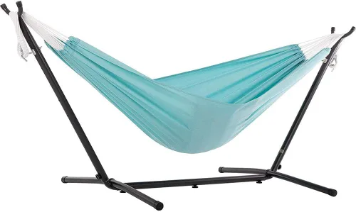 Miniatura 26 de Vivere Hamaca doble con soporte de acero que ahorra espacio, 450 libras de capacidad, incluye bolsa de transporte prémium, natural