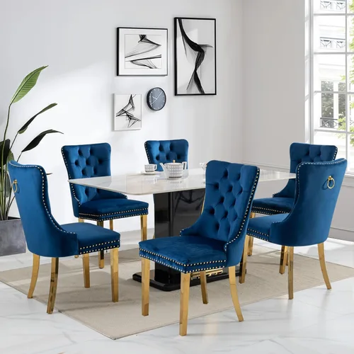 Miniatura 50 de Juego de 2 sillas de comedor tapizadas de tela de lino, sillas de cocina modernas de mediados de siglo con respaldo alto, ribete de cabeza de clavo