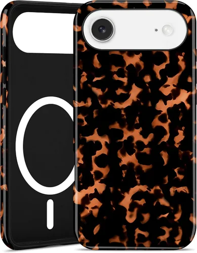 Miniatura 63 de Jusy Compatible con MagSafe Brown Tortoise Shell Print Phone Case para iPhone 7/8/SE, funda protectora magnética de lujo de TPU suave
