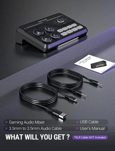 Miniatura 9 de Fifine Mezclador de juegos para chat de voz y transmisión, amplificador de auriculares de sonido envolvente de 7.1 canales, preamplificador XLR