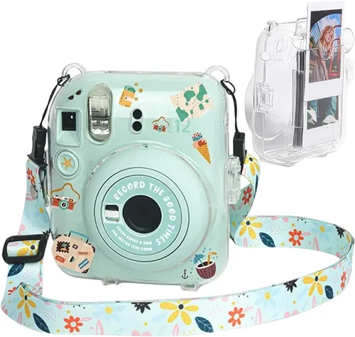 Miniatura 7 de Funda transparente Mini 12 con bolsillo para película para cámara instantánea Fujifilm Instax Mini 12, vitrina con correa de hombro ajustable Funda