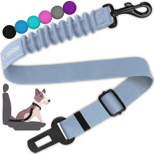 Miniatura 24 de COOYOO Cinturón de seguridad para perro, juego de 3 piezas retráctil, cinturones de seguridad ajustables para vehículo, nailon para mascotas, Set