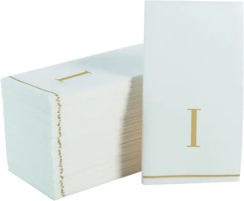 Miniatura 47 de Luxe Party Paquete de 56 servilletas con monograma, letra I inicial, desechables, aerolínea premium, sensación de lino, ajuste decorativo de mesa