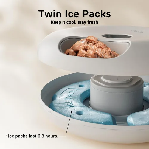 Miniatura 4 de iPettie Donut Frost - Dispensador automático de 6 comidas WiFi para gatos con control por aplicación, comedero automático para gatos de comida seca