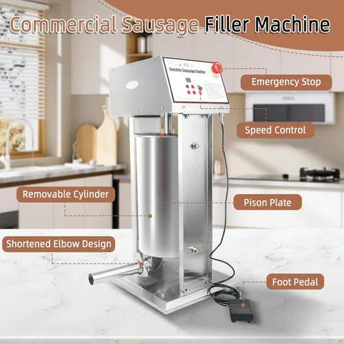 Miniatura 4 de Hakka Procesador de Alimentos Comercial de 25 LB de Acero Inoxidable Eléctrico para Embutir Salchichas y Fabricante Vertical de Relleno de Salchichas
