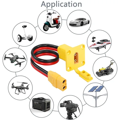 Miniatura 6 de CERRXIAN Cable de panel de montaje macho a hembra XT90 de 1 pie 10AWG XT90 macho con panel de salida a cable hembra para RC Lipo batería FPV Drone