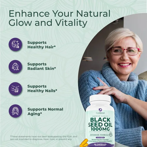 Miniatura 4 de PurePremium Aceite de semilla negra de 500 mg – Semillas orgánicas de Nigella Sativa – Extracto de aceite de semilla de comino negro prensado