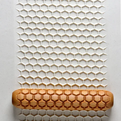 Miniatura 36 de MKM Pottery Tools Rodillos de mano grandes de madera para arcilla (BHR-01 Diagonal Basketweave)