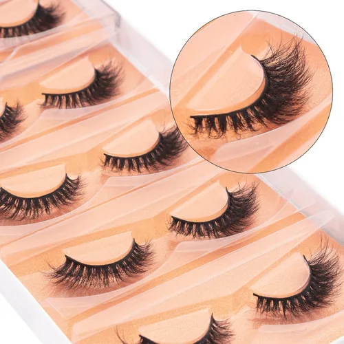 Miniatura 3 de DYSILK Pestañas postizas de visón, 5 pares de pestañas 6D, kit de extensión de pestañas de visón sintético, pestañas postizas, pestañas esponjosas