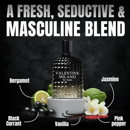 Miniatura 3 de Perfume para hombre, San Valentín, Milano, Eau de Toilette, 3.4 fl oz/3.4 fl oz, colonia masculina en aerosol natural, fragancia de larga duración