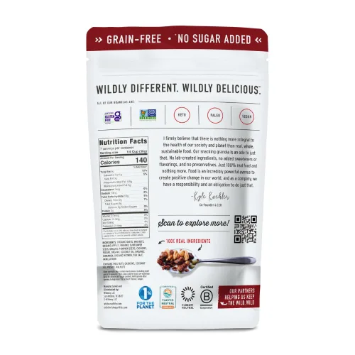 Miniatura 2 de Wildway Granola Keto con ingredientes orgánicos, manzana y canela, cereales sin granos, sin gluten, vegana, baja en carbohidratos y sin azúcar
