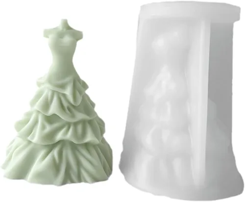 Vestidos de novia para novia, molde de velas, sin tirantes, sin mangas, faldas de noche, molde de silicona para jabón, cera de soja, resina epoxi,