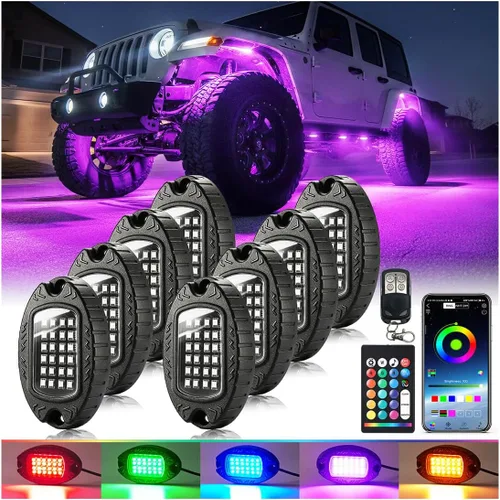 Miniatura 19 de 1 Cápsula de Repuesto para Cápsula Dañada para Luces de Roca LED RGB Segmentadas de 12v Luz Inferior Multicolor Impermeable de Neón para Jeep
