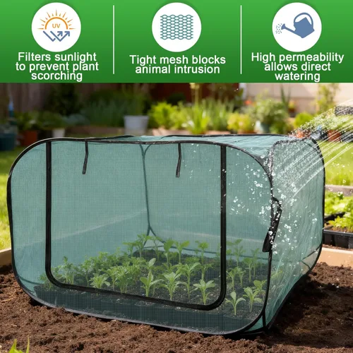 Miniatura 6 de RGQSUN 1 cubierta de malla de jardín desplegable de 39 x 39 x 19 pulgadas, cubierta grande para protección de plagas, cubierta de red de jardinería