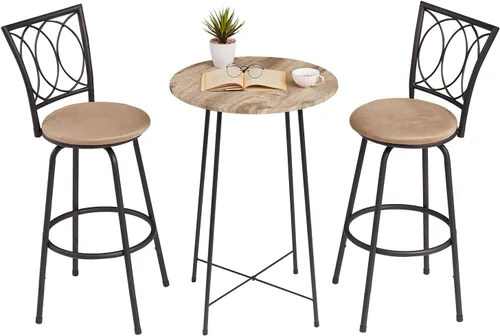 Miniatura 11 de VECELO Taburetes de bar, taburete de bar ajustable de 24/29 pulgadas, taburete giratorio con asiento tapizado, sillas de pub bistró de acero