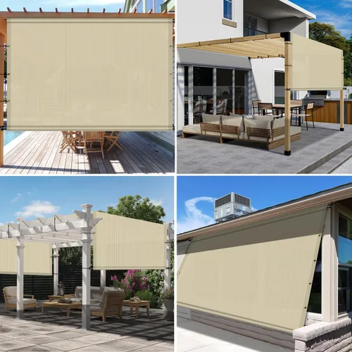Miniatura 6 de Toldo de repuesto para pérgola de 8 x 12 pies con ojales, varillas con peso, permeables para patio al aire libre, porche, patio trasero, glorieta