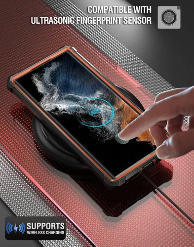 Miniatura 3 de Funda Poetic Guardian para Samsung Galaxy S22 Ultra 5G de 6,8 pulgadas [prueba de caídas de grado militar de 6 pies], protector de pantalla Naranja