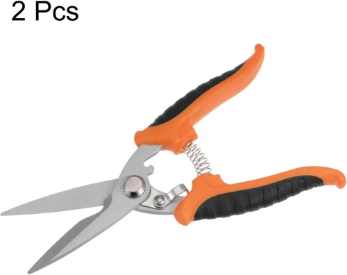 Miniatura 3 de HARFINGTON Tijeras industriales de 8 pulgadas de acero inoxidable tijeras cuchillas con mango negro naranja para cortar hojas finas de cobre de metal