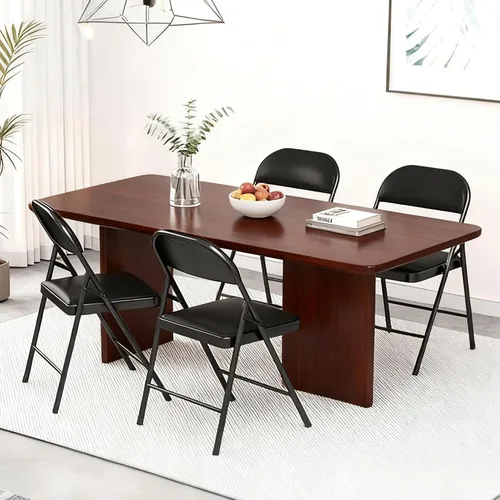 Miniatura 2 de Alpen Paquete de 4 sillas plegables, fáciles de usar y almacenar para la oficina en casa, fiestas, interiores y exteriores, acolchado de cuero
